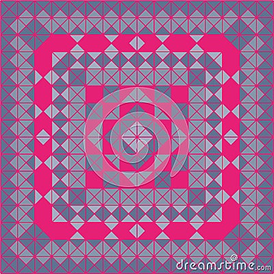 Decorative pattern with square end triangular pixel mosaic. Vector Illustration